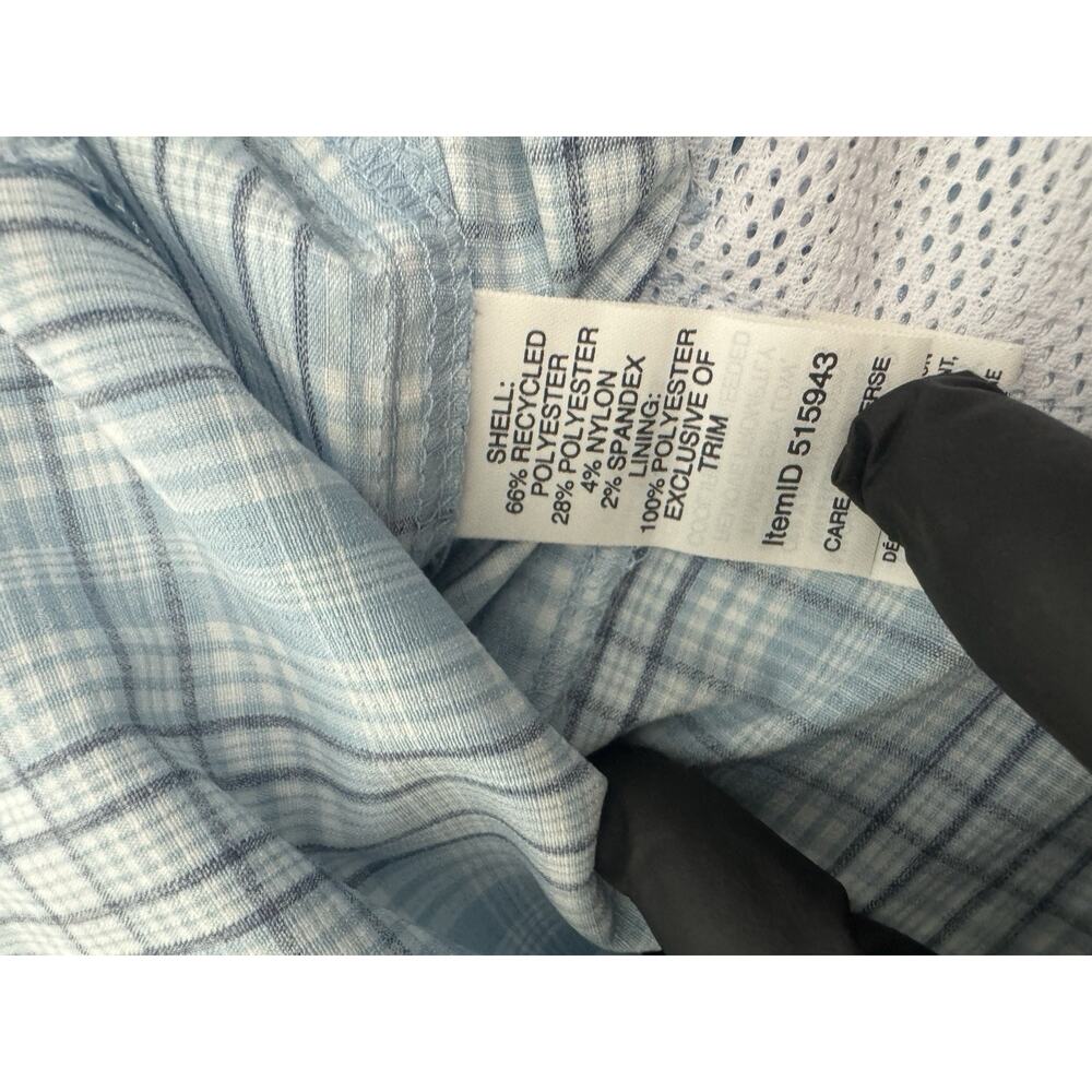 LL Bean Woman’s Tropicwear Shirt Size Small Short Sleeve Sky Blue Plaid - Picture 9 of 12